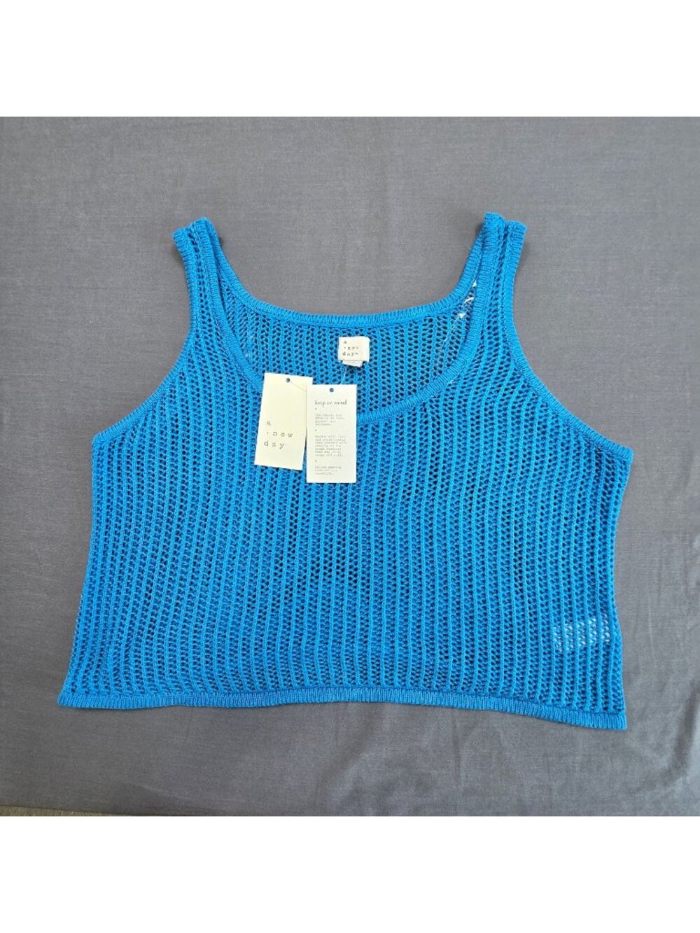 NEW A New Day Womens Medium Tank Top Blue Mesh Knit